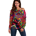 Autism Awareness Australia Melbourne Demons Off Shoulder Sweater Aboriginal Indigenous Art