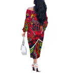 Autism Awareness Australia Melbourne Demons Off The Shoulder Long Sleeve Dress Aboriginal Indigenous Art
