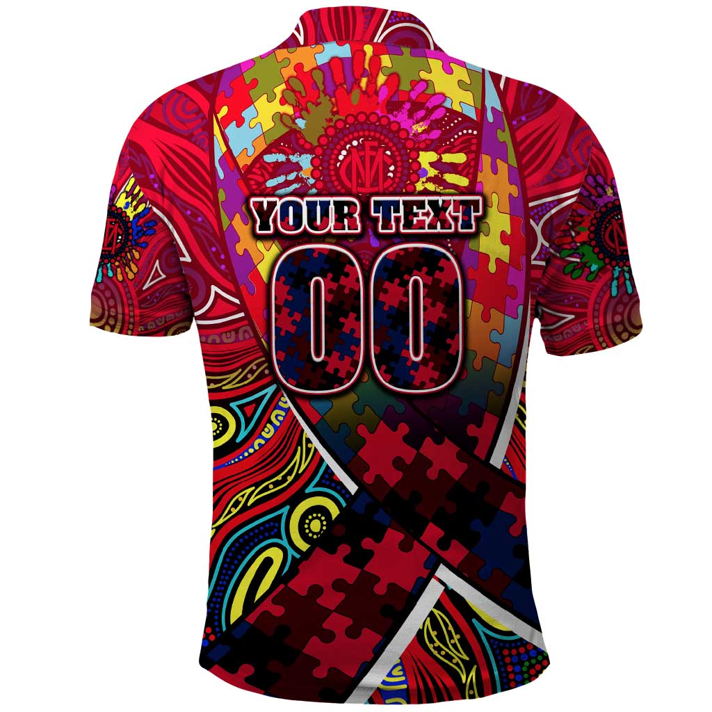 Autism Awareness Australia Melbourne Demons Polo Shirt Aboriginal Indigenous Art