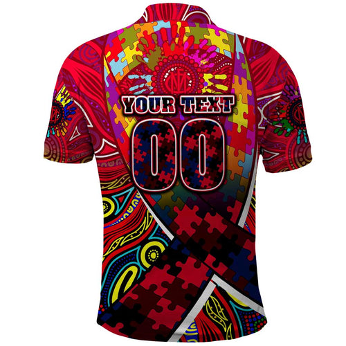 Autism Awareness Australia Melbourne Demons Polo Shirt Aboriginal Indigenous Art