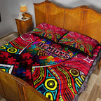 Autism Awareness Australia Melbourne Demons Quilt Bed Set Aboriginal Indigenous Art