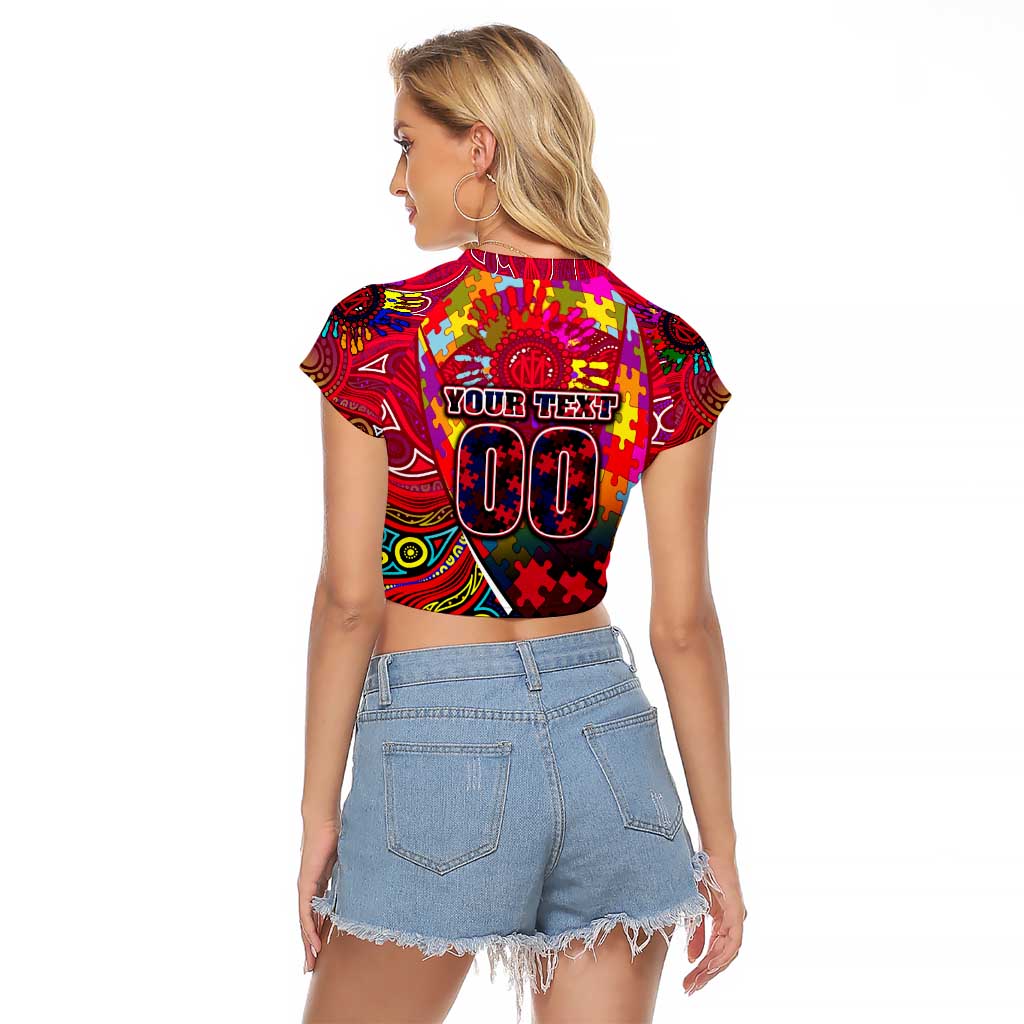 Autism Awareness Australia Melbourne Demons Raglan Cropped T Shirt Aboriginal Indigenous Art
