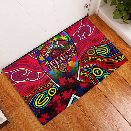 Autism Awareness Australia Melbourne Demons Rubber Doormat Aboriginal Indigenous Art