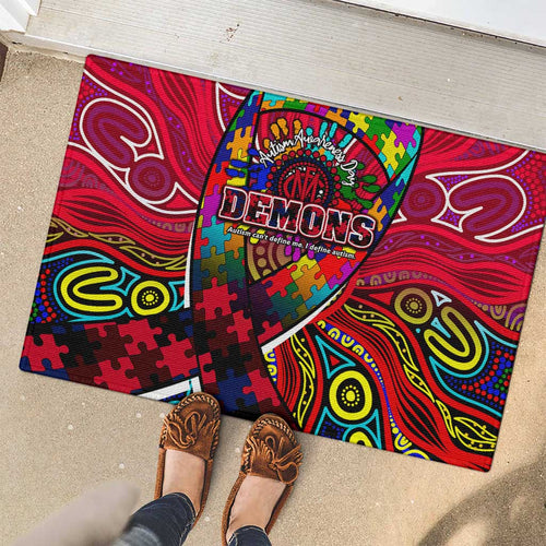 Autism Awareness Australia Melbourne Demons Rubber Doormat Aboriginal Indigenous Art