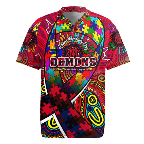 Autism Awareness Australia Melbourne Demons Rugby Jersey Aboriginal Indigenous Art