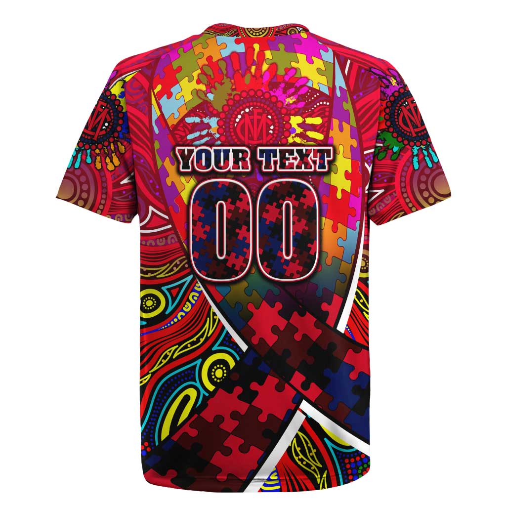Autism Awareness Australia Melbourne Demons Rugby Jersey Aboriginal Indigenous Art