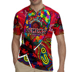 Autism Awareness Australia Melbourne Demons Rugby Jersey Aboriginal Indigenous Art