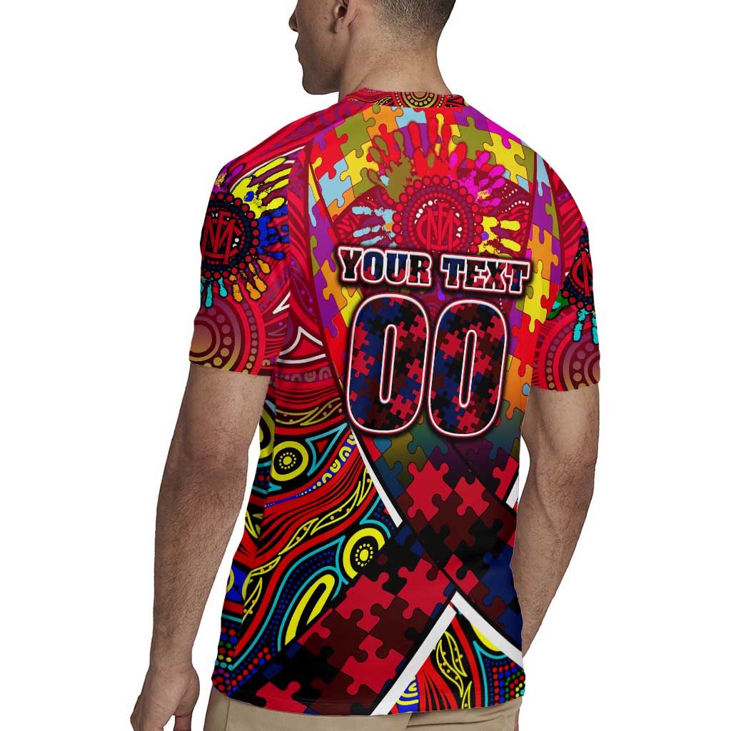 Autism Awareness Australia Melbourne Demons Rugby Jersey Aboriginal Indigenous Art