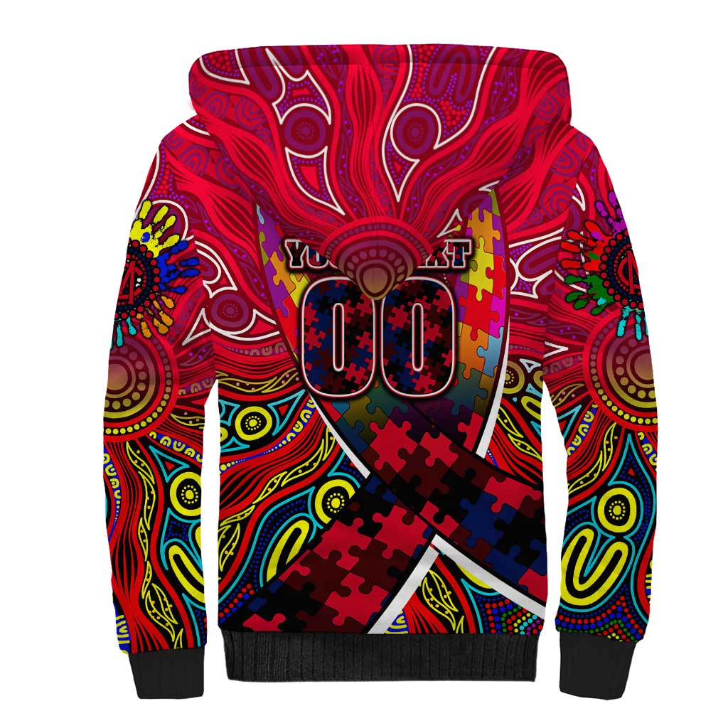 Autism Awareness Australia Melbourne Demons Sherpa Hoodie Aboriginal Indigenous Art