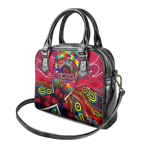 Autism Awareness Australia Melbourne Demons Shoulder Handbag Aboriginal Indigenous Art