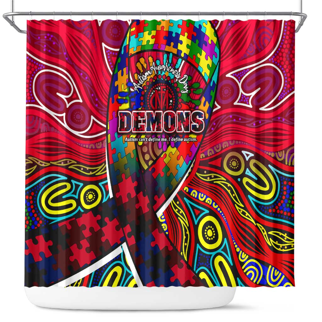 Autism Awareness Australia Melbourne Demons Shower Curtain Aboriginal Indigenous Art
