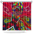 Autism Awareness Australia Melbourne Demons Shower Curtain Aboriginal Indigenous Art