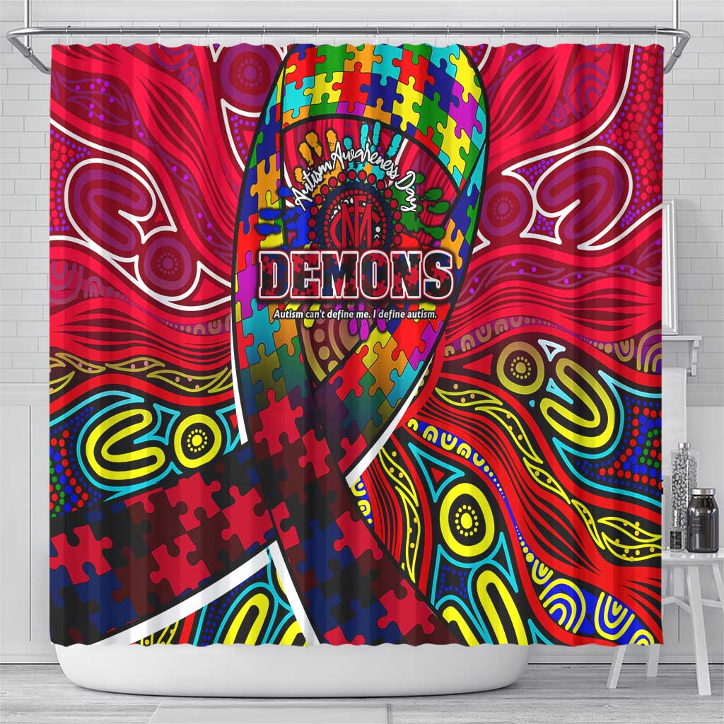 Autism Awareness Australia Melbourne Demons Shower Curtain Aboriginal Indigenous Art