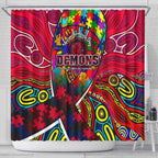 Autism Awareness Australia Melbourne Demons Shower Curtain Aboriginal Indigenous Art