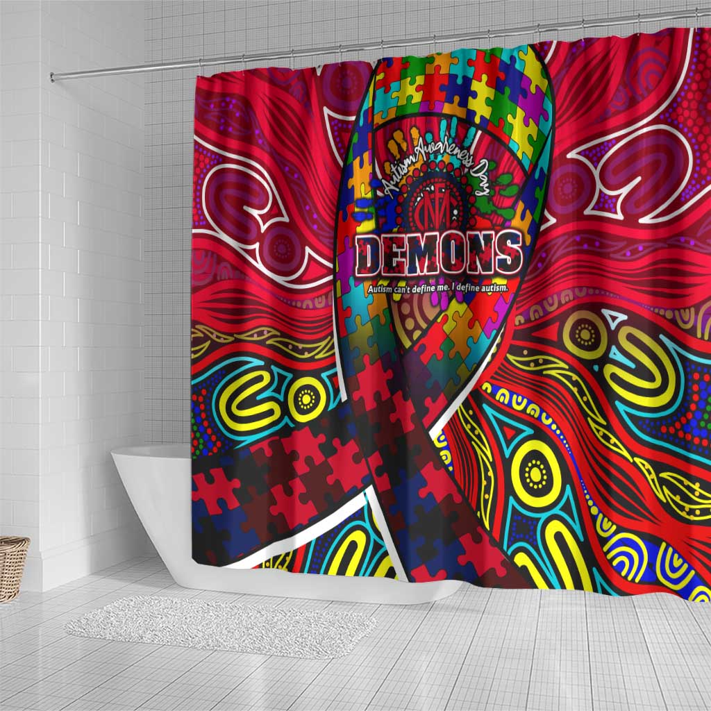 Autism Awareness Australia Melbourne Demons Shower Curtain Aboriginal Indigenous Art
