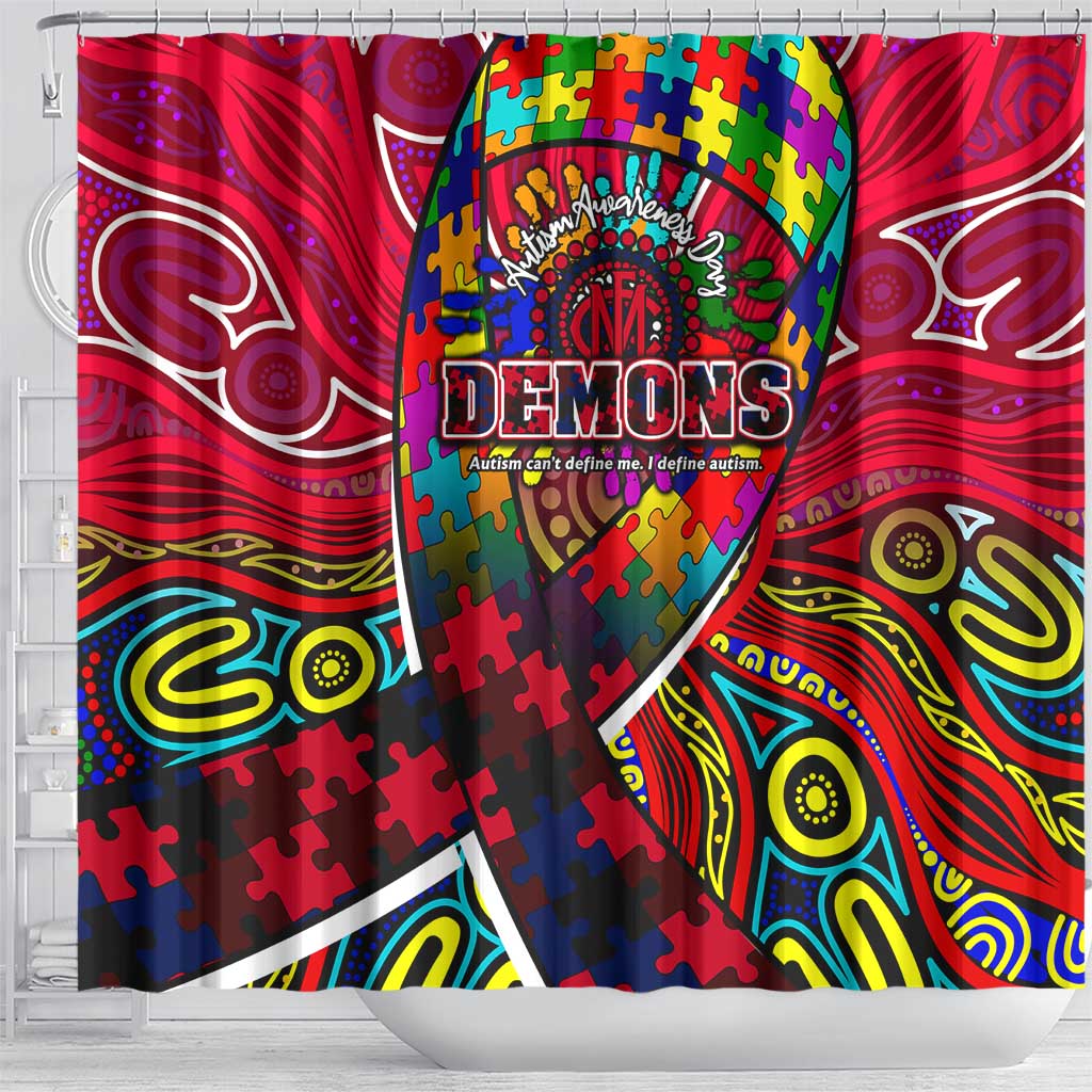 Autism Awareness Australia Melbourne Demons Shower Curtain Aboriginal Indigenous Art