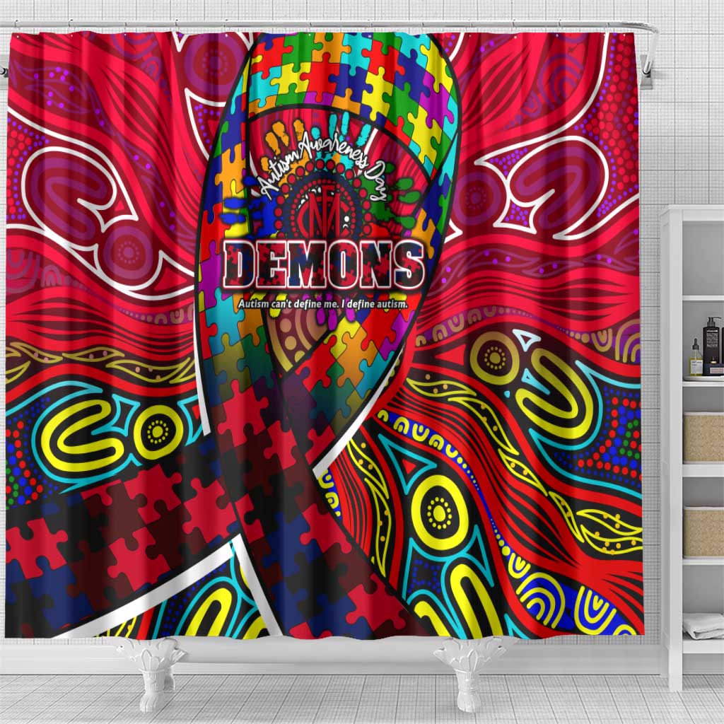 Autism Awareness Australia Melbourne Demons Shower Curtain Aboriginal Indigenous Art