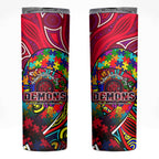 Autism Awareness Australia Melbourne Demons Skinny Tumbler Aboriginal Indigenous Art