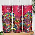 Autism Awareness Australia Melbourne Demons Skinny Tumbler Aboriginal Indigenous Art
