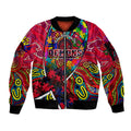 Autism Awareness Australia Melbourne Demons Sleeve Zip Bomber Jacket Aboriginal Indigenous Art