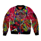 Autism Awareness Australia Melbourne Demons Sleeve Zip Bomber Jacket Aboriginal Indigenous Art