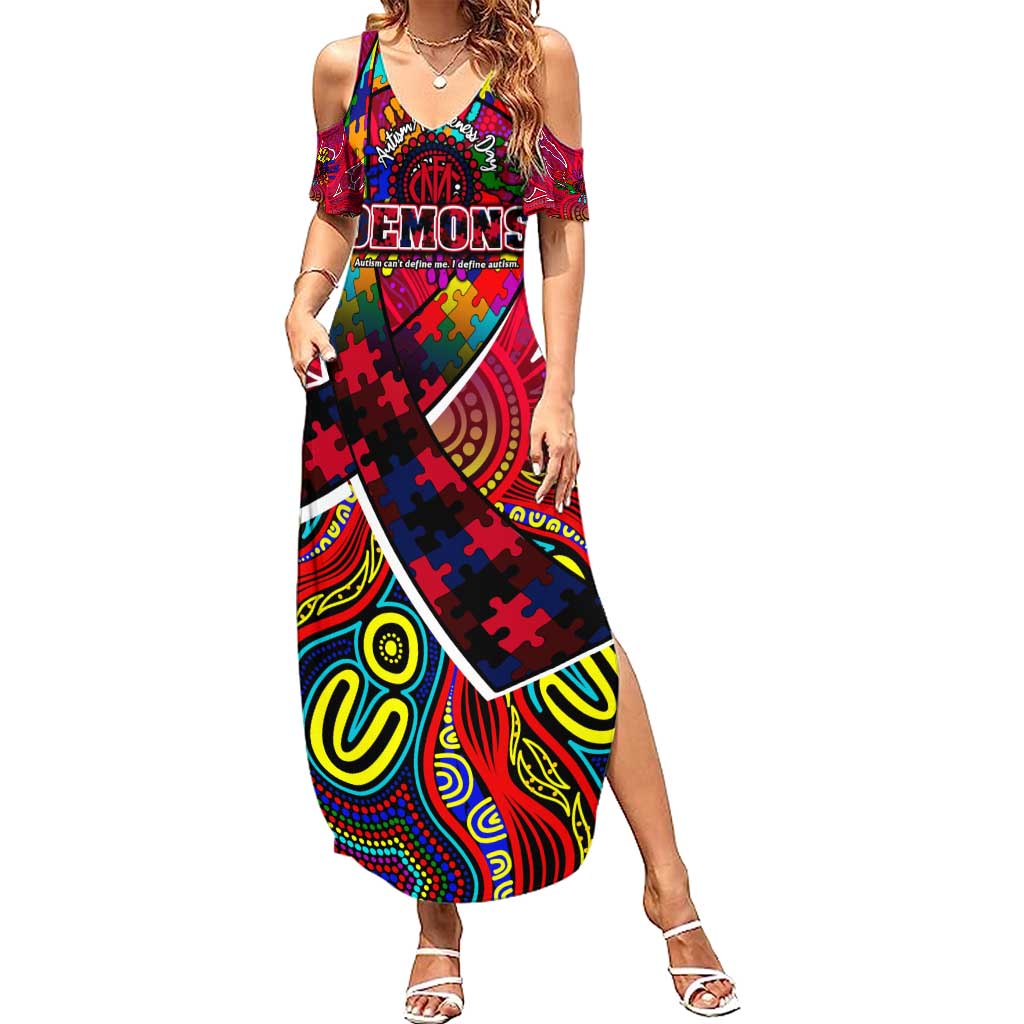 Autism Awareness Australia Melbourne Demons Summer Maxi Dress Aboriginal Indigenous Art