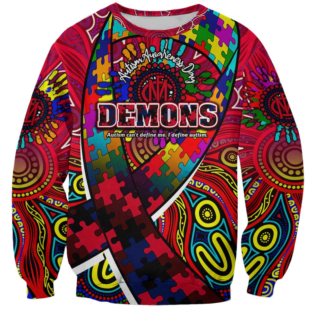 Autism Awareness Australia Melbourne Demons Sweatshirt Aboriginal Indigenous Art