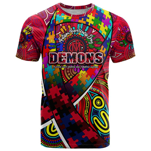 Autism Awareness Australia Melbourne Demons T Shirt Aboriginal Indigenous Art