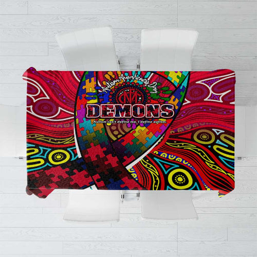 Autism Awareness Australia Melbourne Demons Tablecloth Aboriginal Indigenous Art