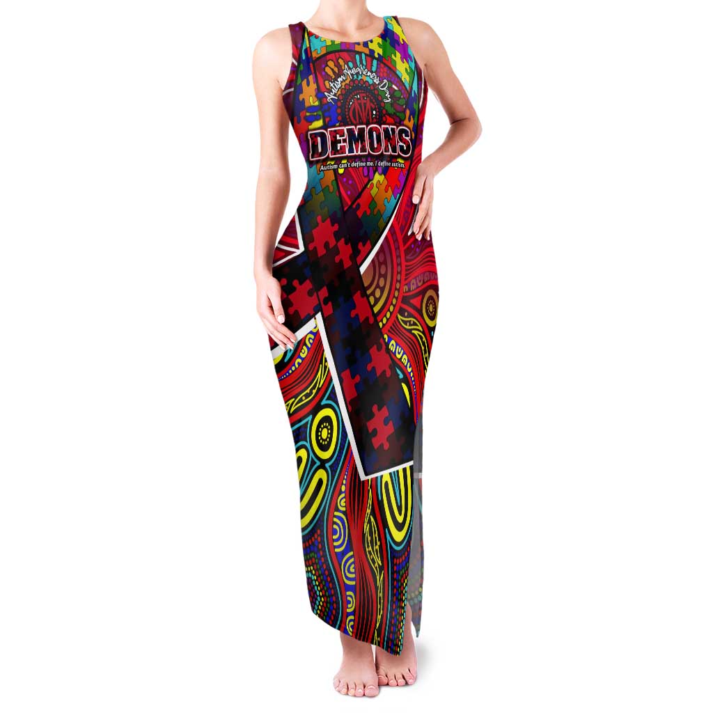 Autism Awareness Australia Melbourne Demons Tank Maxi Dress Aboriginal Indigenous Art