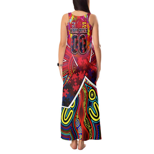 Autism Awareness Australia Melbourne Demons Tank Maxi Dress Aboriginal Indigenous Art