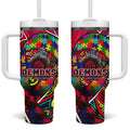 Autism Awareness Australia Melbourne Demons Tumbler With Handle Aboriginal Indigenous Art