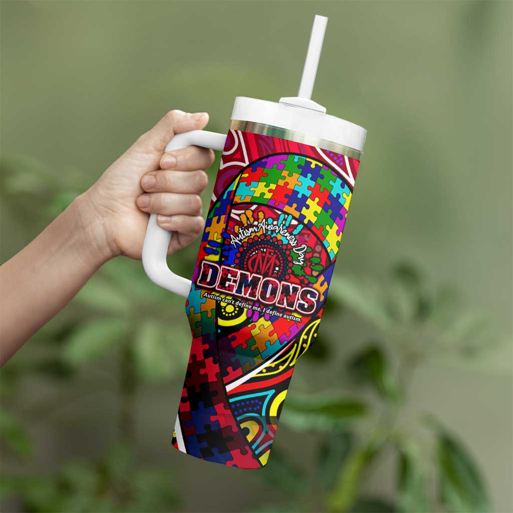 Autism Awareness Australia Melbourne Demons Tumbler With Handle Aboriginal Indigenous Art