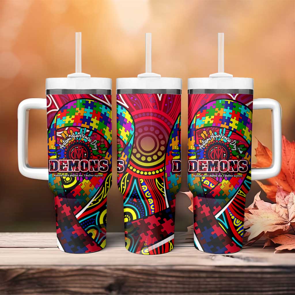 Autism Awareness Australia Melbourne Demons Tumbler With Handle Aboriginal Indigenous Art