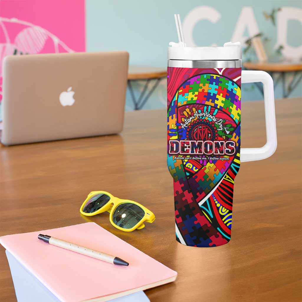 Autism Awareness Australia Melbourne Demons Tumbler With Handle Aboriginal Indigenous Art