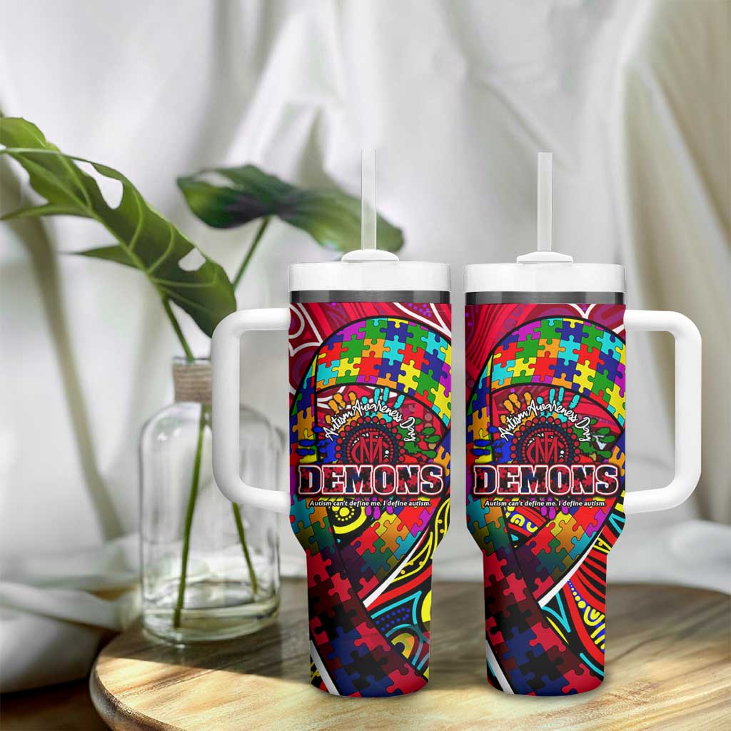 Autism Awareness Australia Melbourne Demons Tumbler With Handle Aboriginal Indigenous Art