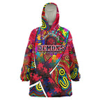 Autism Awareness Australia Melbourne Demons Wearable Blanket Hoodie Aboriginal Indigenous Art