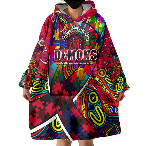 Autism Awareness Australia Melbourne Demons Wearable Blanket Hoodie Aboriginal Indigenous Art