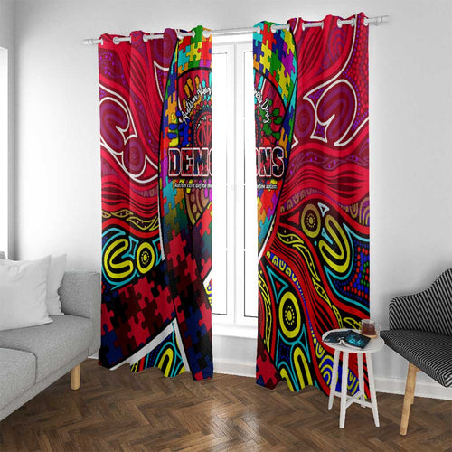 Autism Awareness Australia Melbourne Demons Window Curtain Aboriginal Indigenous Art