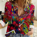 Autism Awareness Australia Melbourne Demons Women Casual Shirt Aboriginal Indigenous Art