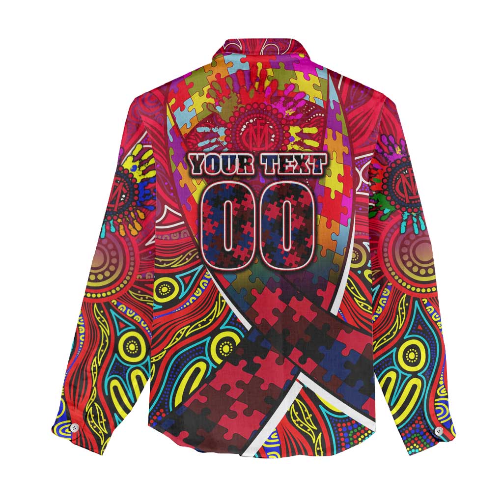 Autism Awareness Australia Melbourne Demons Women Casual Shirt Aboriginal Indigenous Art