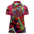 Autism Awareness Australia Melbourne Demons Women Polo Shirt Aboriginal Indigenous Art