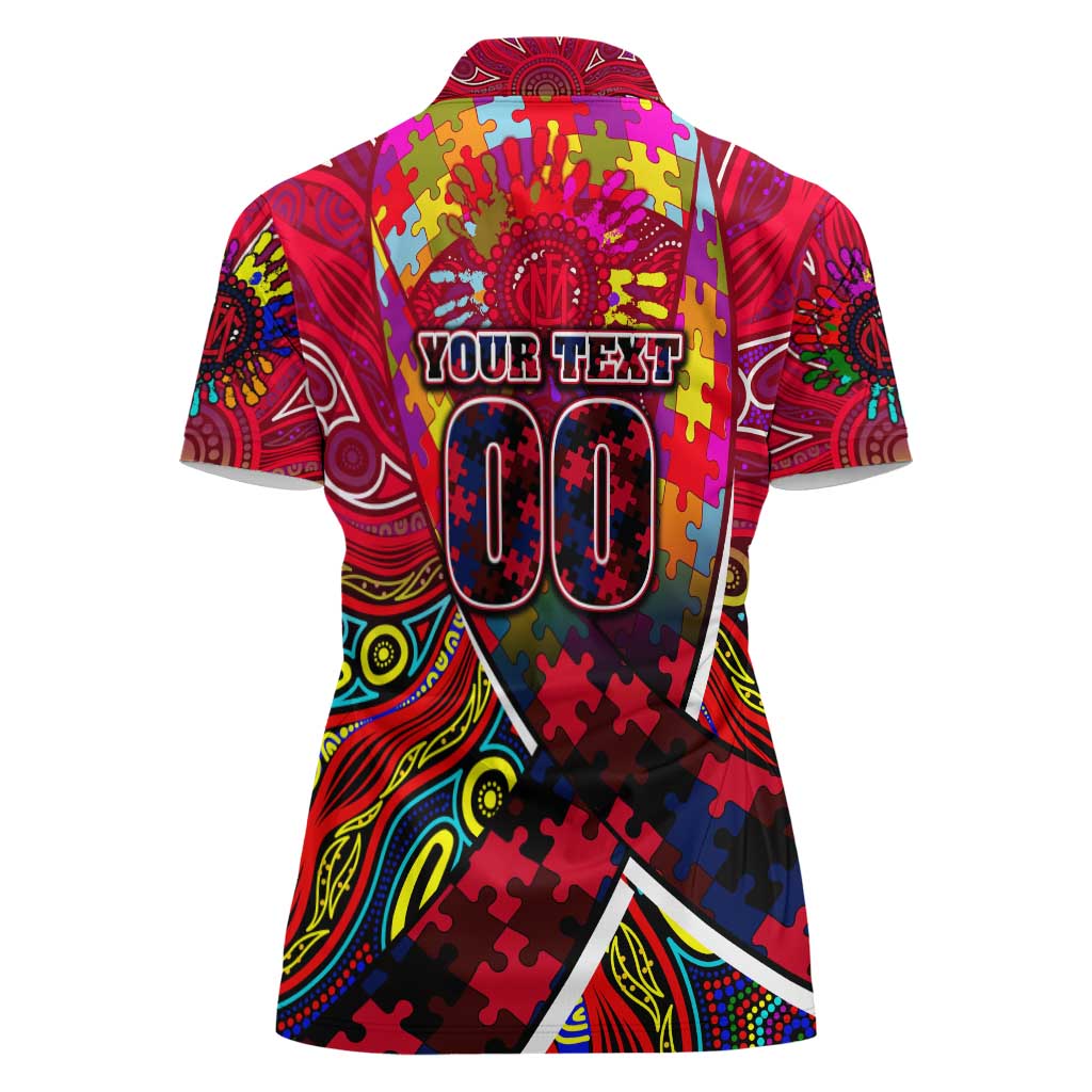 Autism Awareness Australia Melbourne Demons Women Polo Shirt Aboriginal Indigenous Art