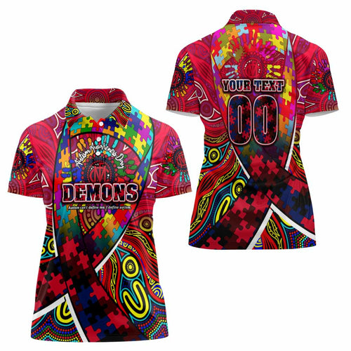 Autism Awareness Australia Melbourne Demons Women Polo Shirt Aboriginal Indigenous Art