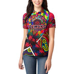 Autism Awareness Australia Melbourne Demons Women Polo Shirt Aboriginal Indigenous Art