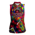 Autism Awareness Australia Melbourne Demons Women Sleeveless Polo Shirt Aboriginal Indigenous Art