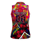 Autism Awareness Australia Melbourne Demons Women Sleeveless Polo Shirt Aboriginal Indigenous Art