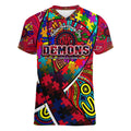 Autism Awareness Australia Melbourne Demons Women V-Neck T-Shirt Aboriginal Indigenous Art