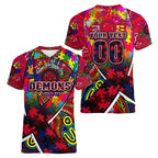 Autism Awareness Australia Melbourne Demons Women V-Neck T-Shirt Aboriginal Indigenous Art