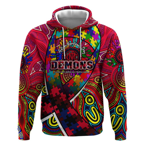 Autism Awareness Australia Melbourne Demons Zip Hoodie Aboriginal Indigenous Art